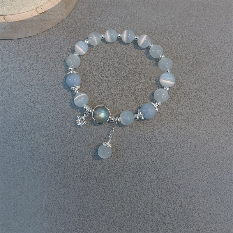 Buddha Stones Cat's Eye Moonstone Butterfly Star Charm Support Bracelet - image 13