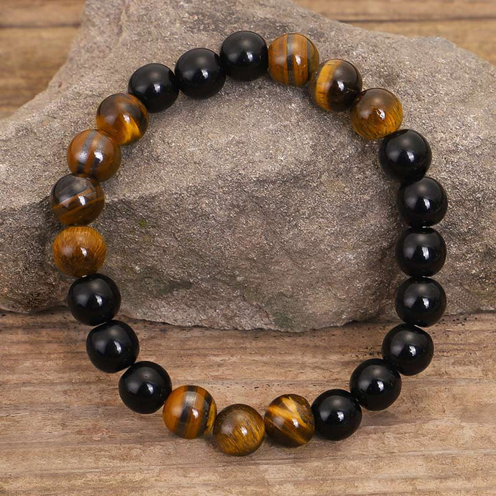 Buddha Stones Tibetan Black Onyx Tiger Eye Protection Necklace Mala Set - image 4