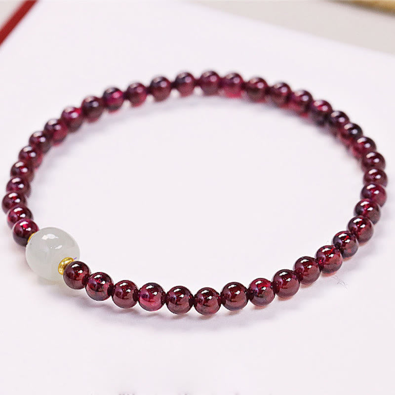 Buddha Stones Natural Garnet Jade Bead Purification Bracelet - image 5