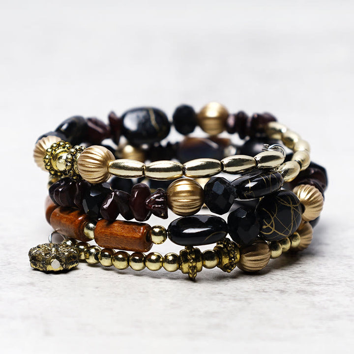 Buddha Stones Multilayer Irregular Turquoise Agate Beads Blessing Bracelet - image 8
