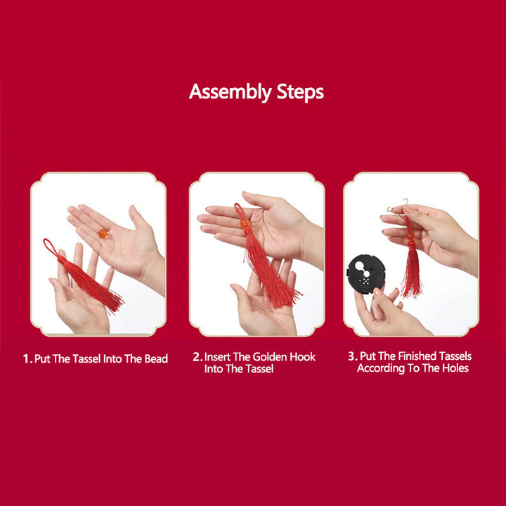 Buddha Stones DIY Lotus Flower Dragon Lantern Tassel Lamp Decoration - image 30