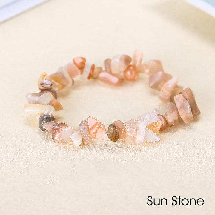 Natural Irregular Shape Crystal Stone Warmth Soothing Bracelet - Sun Stone - image 33