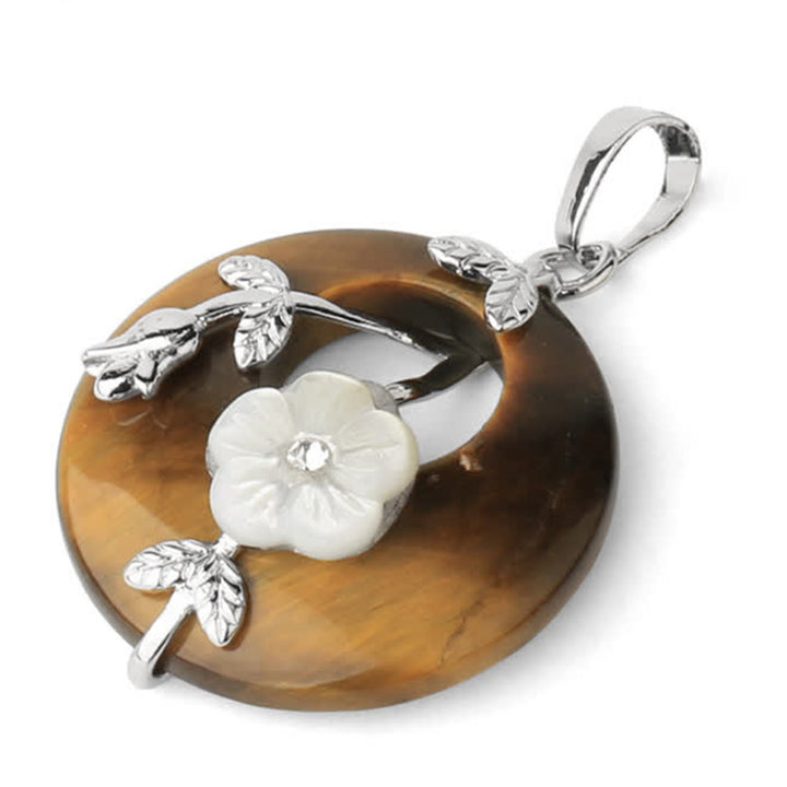 Buddha Stones Various Crystal Amethyst Green Aventurine Flower Healing Necklace Pendant - Tiger Eye - image 8