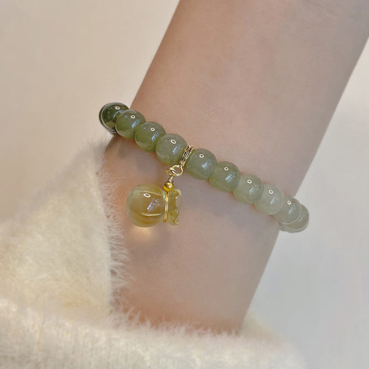 Buddha Stones Natural Hetian Jade Money Bag Charm Bead Prosperity Bracelet - image 3