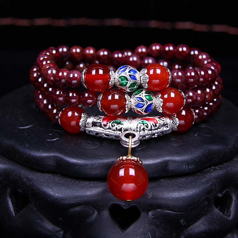 Buddha Stones Natural Garnet Red Agate Blessing Healing Bracelet Necklace Pendant - 6mm Garnet&Red Agate - image 0