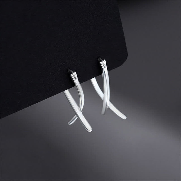 Geometric Cross Design Luck Hoop Earrings - image 5