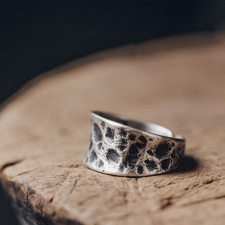 Buddha Stones 925 Sterling Silver Bump Texture Design Protection Ring - image 2