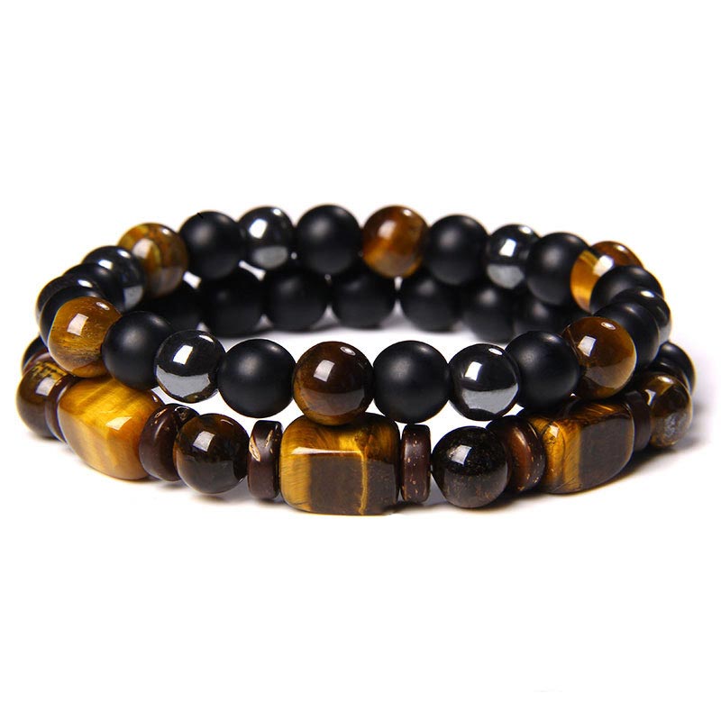 Buddha Stones Tiger Eye Frosted Stone Hematite Courage Bracelet - 2 - image 2
