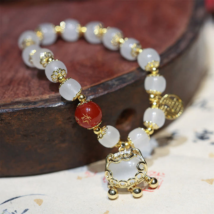 Buddha Stones Windmill Chinese Lock Charm Fu Character Blessing Bracelet - image 8