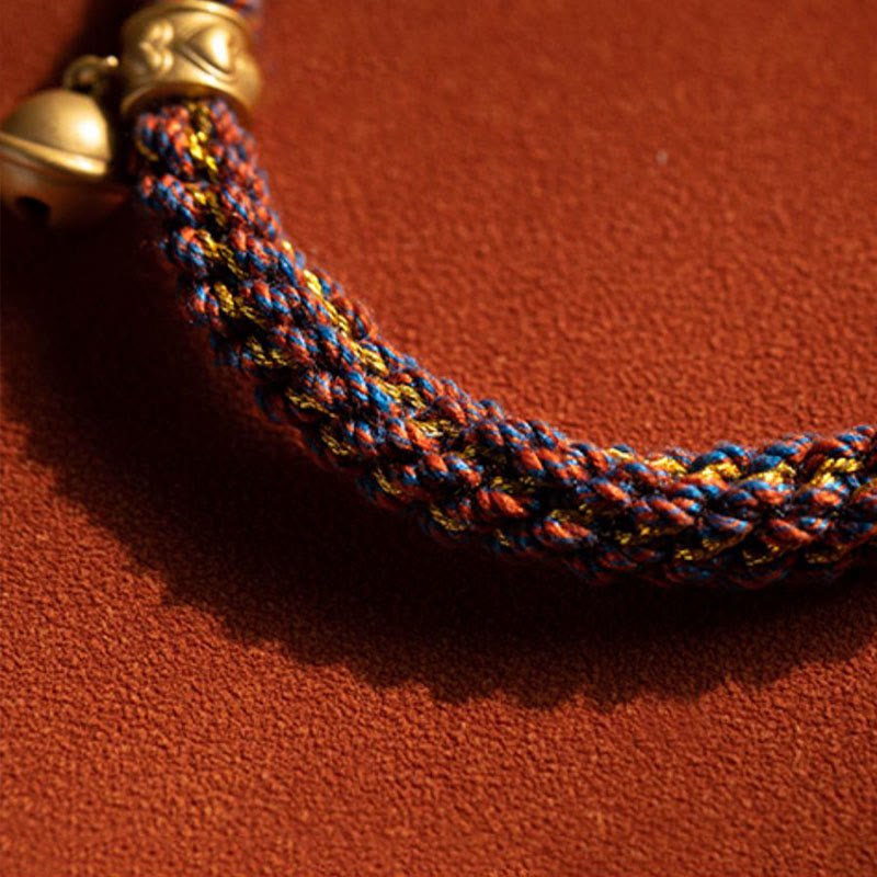 Buddha Stones 925 Sterling Silver Chinese Zodiac Natal Buddha Om Mani Padme Hum Luck Bell Braided String Bracelet - image 7