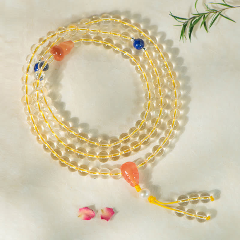 Buddha Stones 108 Mala Beads 925 Sterling Silver Natural Citrine Red Agate White Jade Prosperity Charm Bracelet - image 16