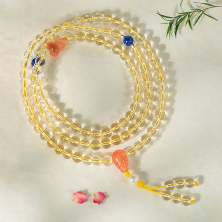 Buddha Stones 108 Mala Beads 925 Sterling Silver Natural Citrine Red Agate White Jade Prosperity Charm Bracelet - image 16