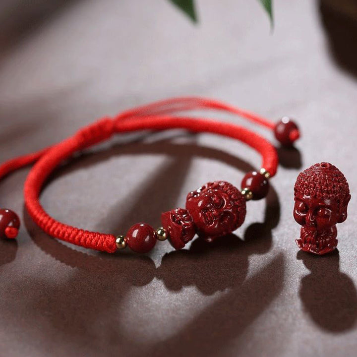 Buddha Stones Chinese Zodiac Natal Buddha Cinnabar Amulet Blessing String Bracelet - image 10