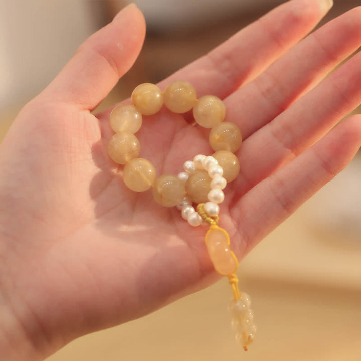 Buddha Stones Citrine Peace Buckle Prosperity Happiness Wrist Mala - image 2