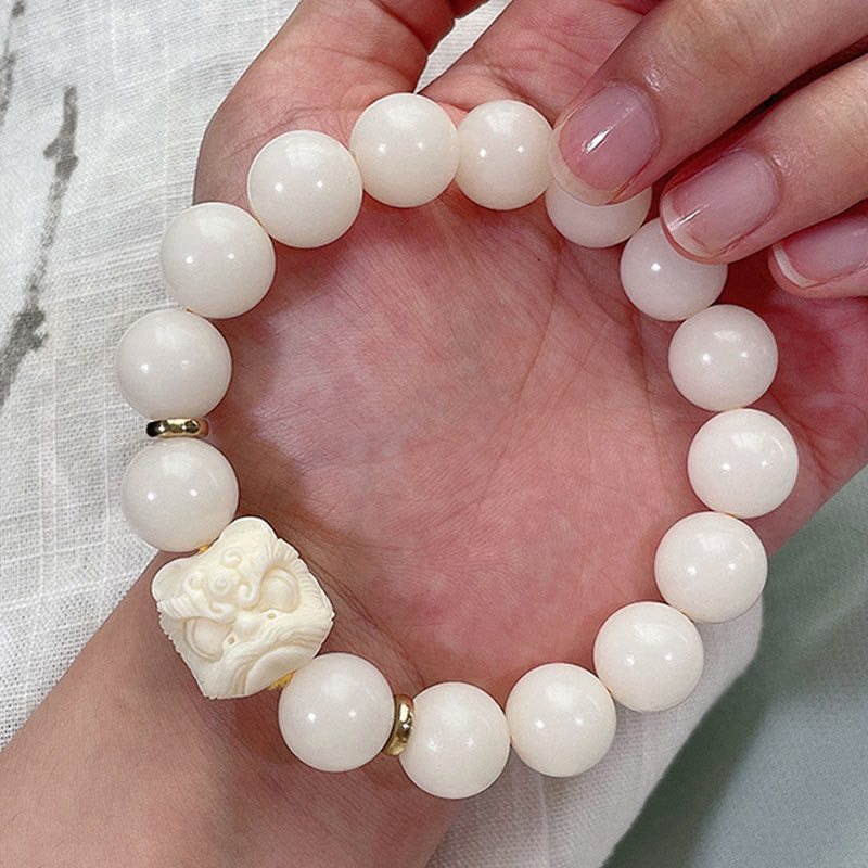 Buddha Stones Silver Sheen Obsidian Bodhi Seed Ivory Fruit Dancing Lion Protection Bracelet - image 11