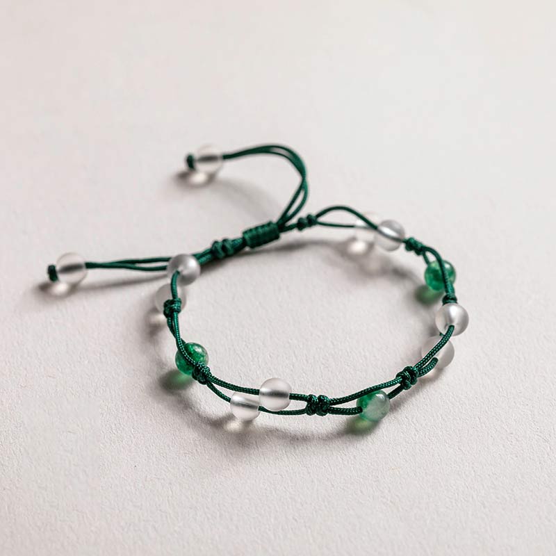 Buddha Stones Red Agate Moss Agate Cinnabar Calm Bracelet - Moss Agate&Chalcedony&Green String - image 18