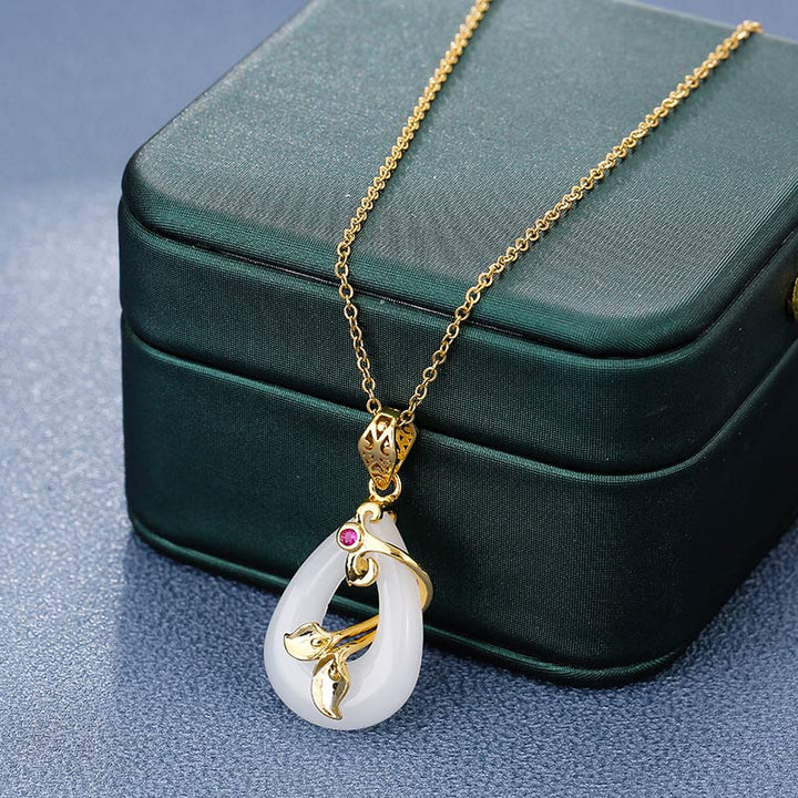 Buddha Stones Jade Oval Pattern Blessing Fortune Necklace Pendant - image 4
