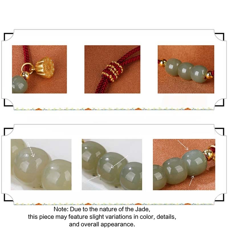 Buddha Stones Handmade Hetian Jade Bead Lotus Pod Prosperity Luck Braided Bracelet - image 8