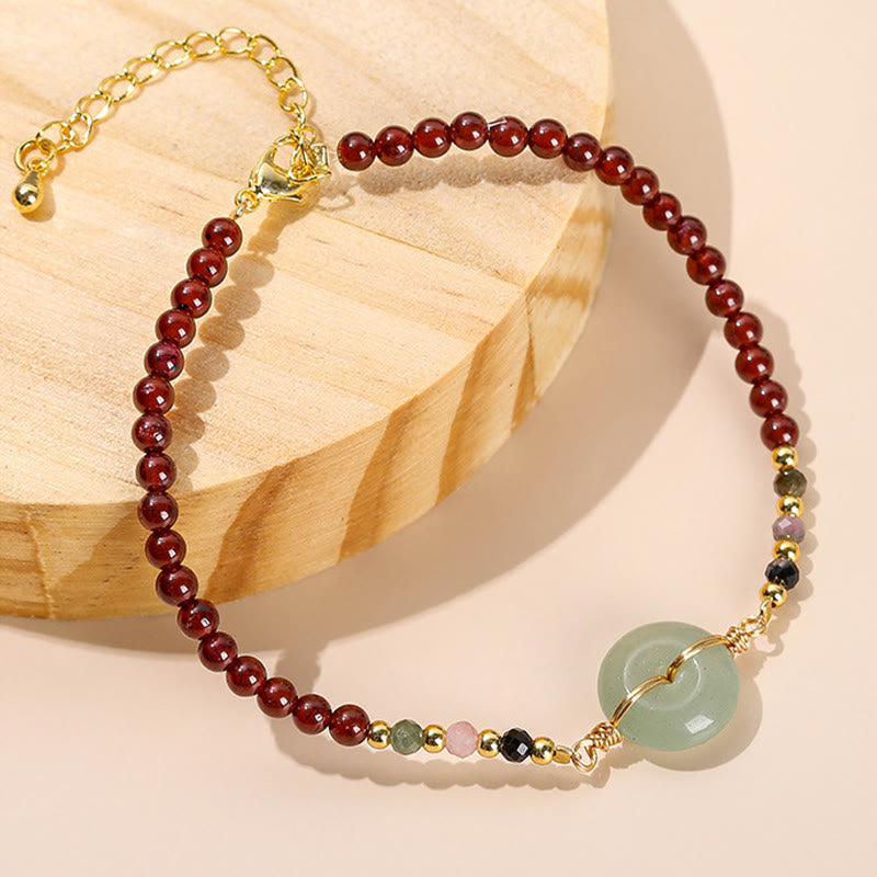Buddha Stones Natural Garnet Peace Buckle Bead Calm Bracelet - image 5
