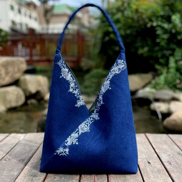 Buddha Stones Handmade Embroidery Pattern Canvas Shoulder Bag Tote Bag Set - image 4