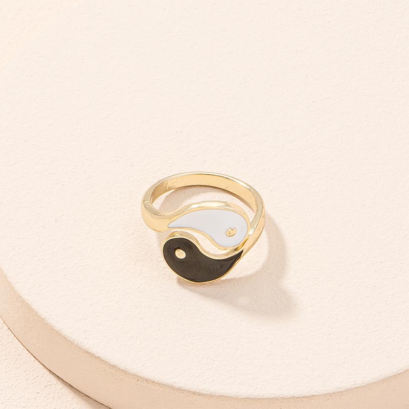 Yin Yang Symbol Adjustable Blessing Couple Ring - image 1