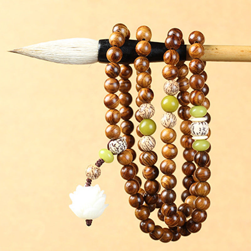Buddha Stones Tibetan Rosewood Lotus Mala Protection Calm Necklace Bracelet - image 3