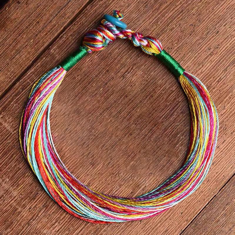 Buddha Stones Tibetan Handmade Five Colorful Thread Dragon Boat Festival Protection Adult Child String Bracelet - Men - 17-18cm - image 0