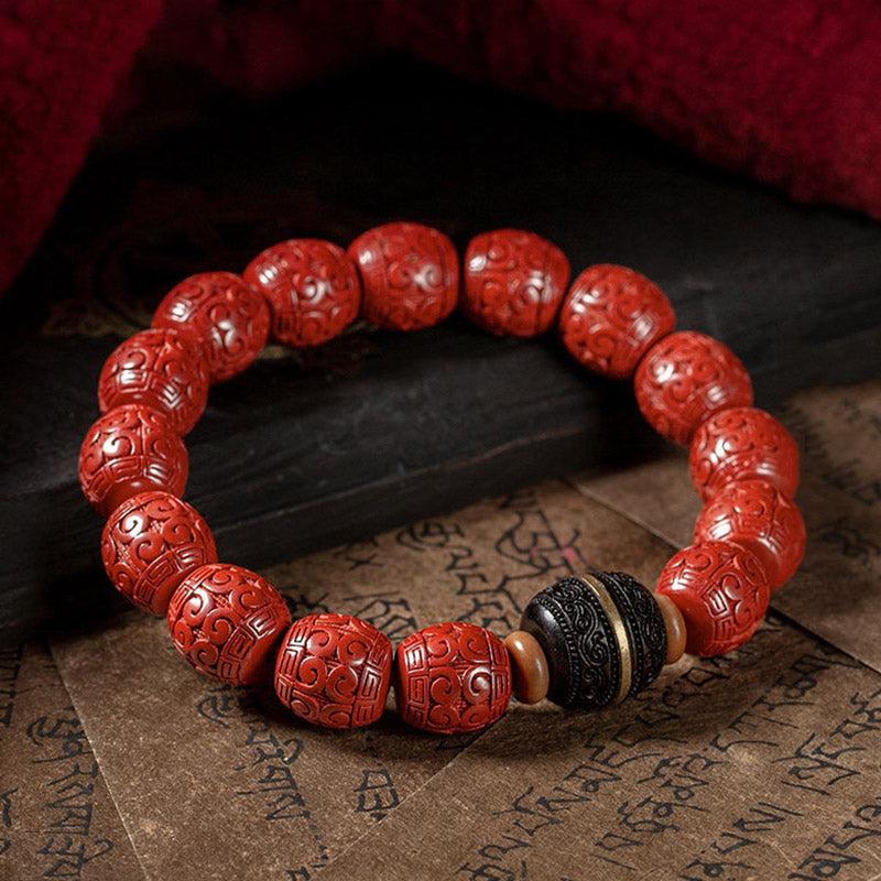 Buddha Stones Natural Cinnabar Ebony Calm Blessing Bracelet - image 5