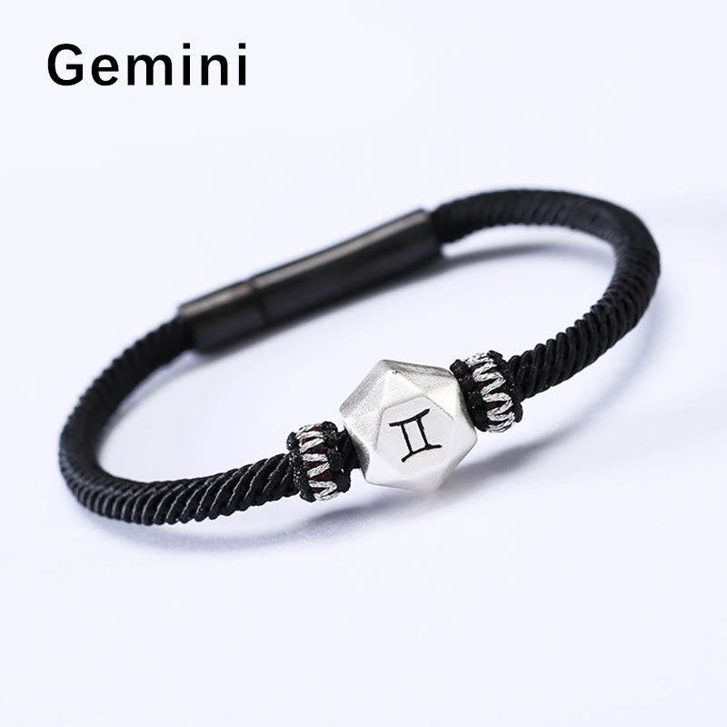 Buddha Stones 999 Sterling Silver 12 Constellations of the Zodiac Protection Handmade String Bracelet - Gemini - 19CM - image 4