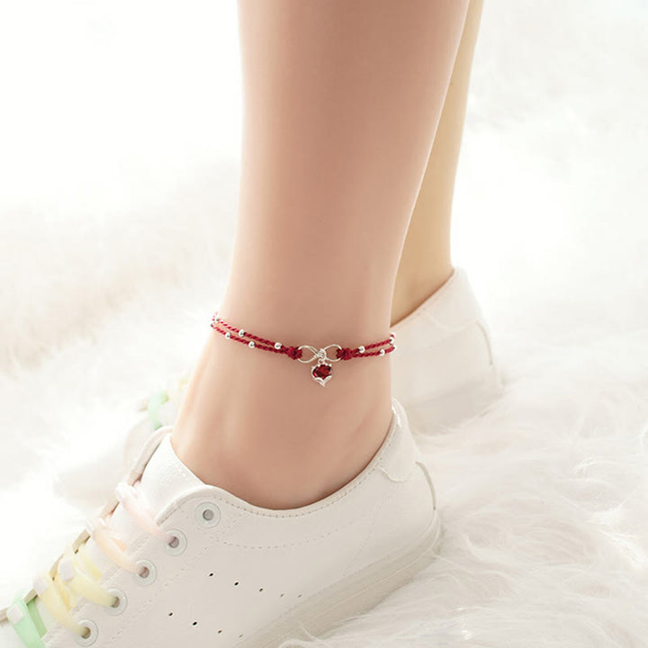 Buddha Stones Love Heart Infinity Symbol Braided String Anklet - image 6
