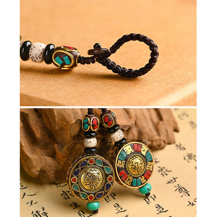 Buddha Stones Tibetan Om Mani Padme Hum Bodhi Seed Peace Key Chain - image 3