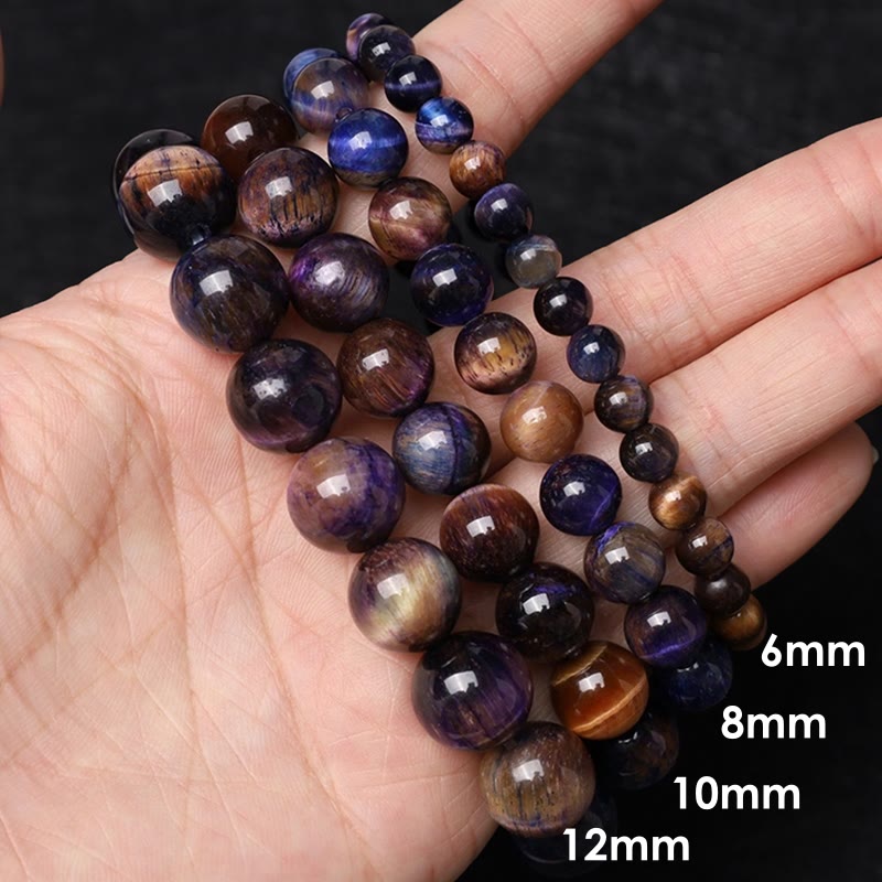Buddha Stones Natural Purple Tiger Eye Protection Strength Bracelet - image 17