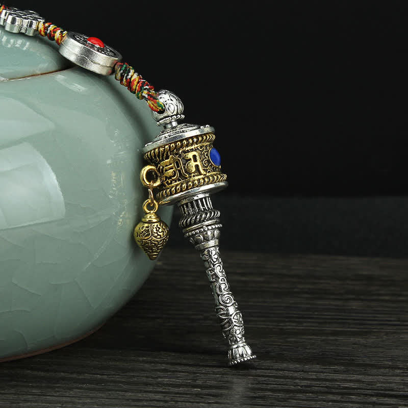 Tibet Om Mani Padme Hum Prayer Wheel Peace Rotatable Bag Car Hanging Decoration - Om Mani Padme Hum&Shankha - image 4