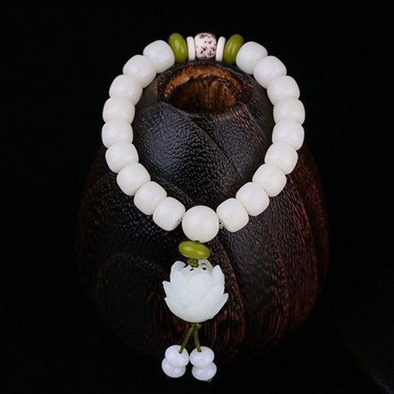 Buddha Stones Lotus Natural White Bodhi Seed Luck Bracelet - image 1
