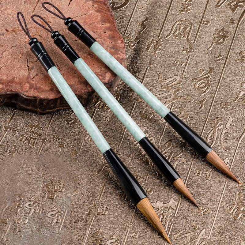 Buddha Stones Natural Jade Luck Chinese Calligraphy Brush Pen Chinese Writing Brush With Gift Box - Chinese Writing Brush - image 0