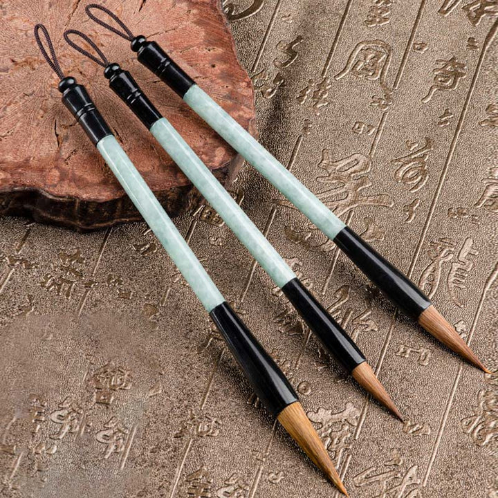 Buddha Stones Natural Jade Luck Chinese Calligraphy Brush Pen Chinese Writing Brush With Gift Box - Chinese Writing Brush - image 0