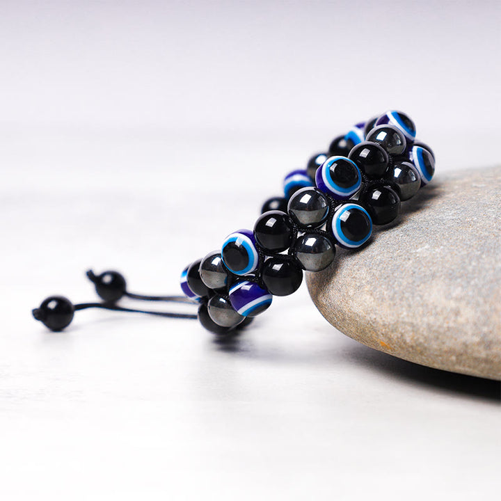 Buddha Stones Evil Eye Hematite Tiger Eye Protection Beaded Bracelet - image 18