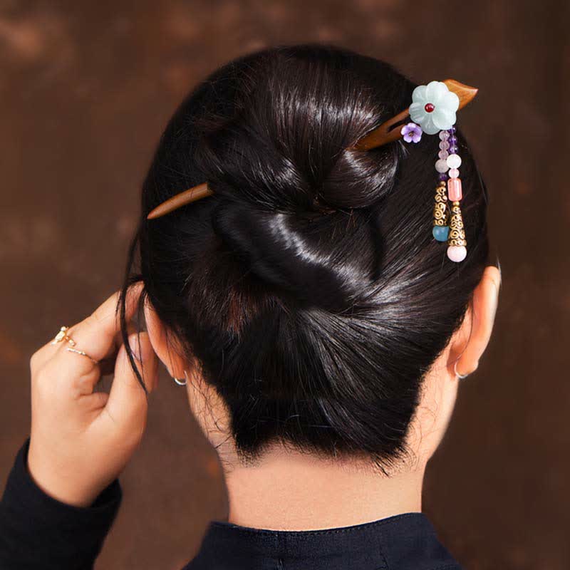 Red Sandalwood Amethyst Aventurine Protection Hairpin Decoration - image 3