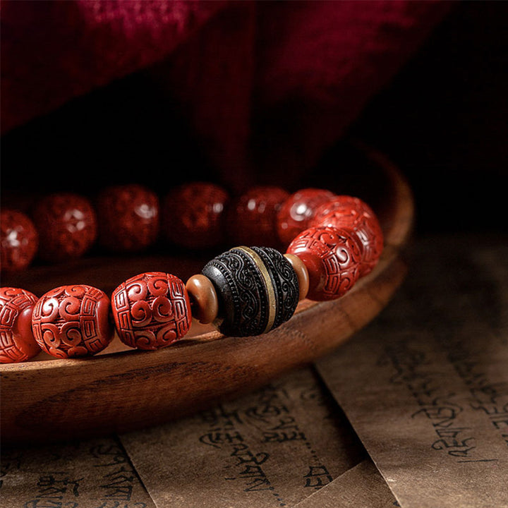 Buddha Stones Natural Cinnabar Ebony Calm Blessing Bracelet - image 8