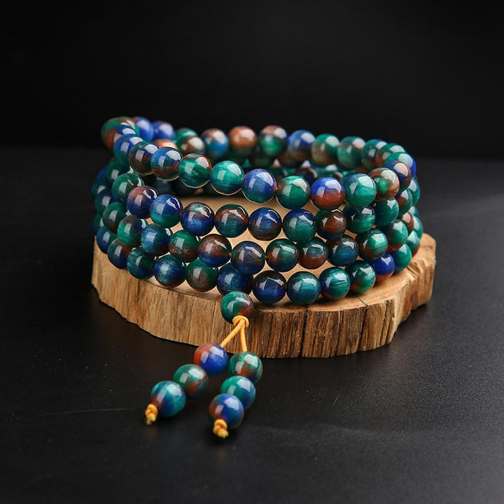 Buddha Stones Colorful Sea Willow Mala Positive Bracelet Ring - 8mm*108 - image 0